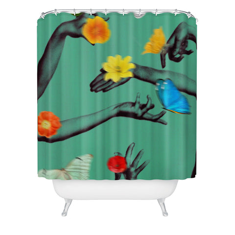 Chromoeye Jewels in Teal Shower Curtain
