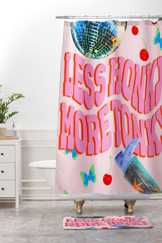Chromoeye Less Honky More Tonky Shower Curtain And Mat