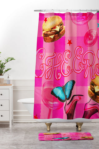 Chromoeye Pink Pony Shower Curtain And Mat