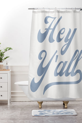ciaojessa Hey Yall Blue Shower Curtain And Mat
