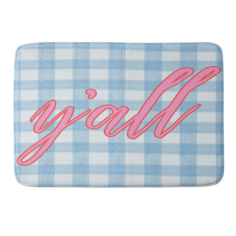 ciaojessa yall blue gingham Memory Foam Bath Mat