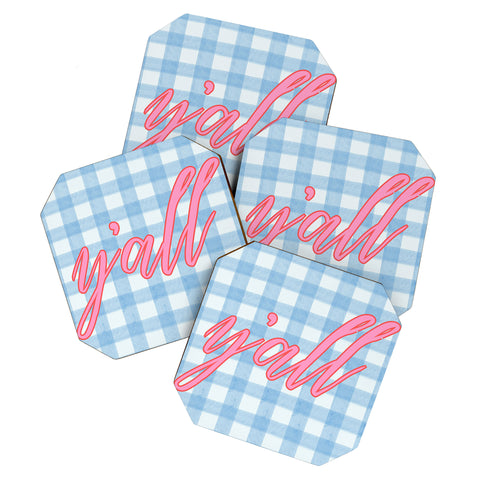 ciaojessa yall blue gingham Coaster Set