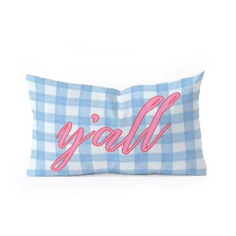 ciaojessa yall blue gingham Oblong Throw Pillow