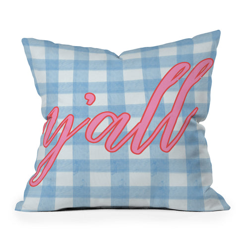 ciaojessa yall blue gingham Throw Pillow