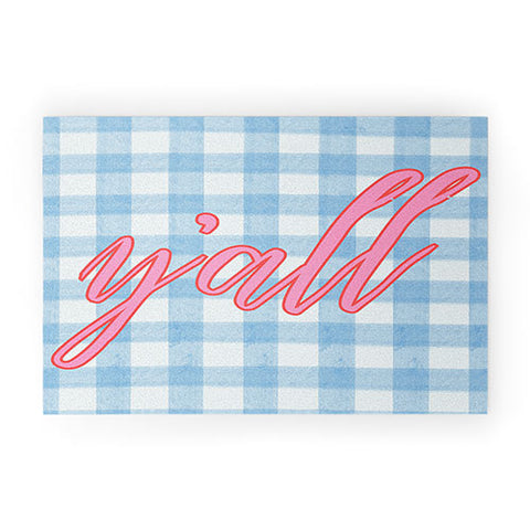 ciaojessa yall blue gingham Welcome Mat