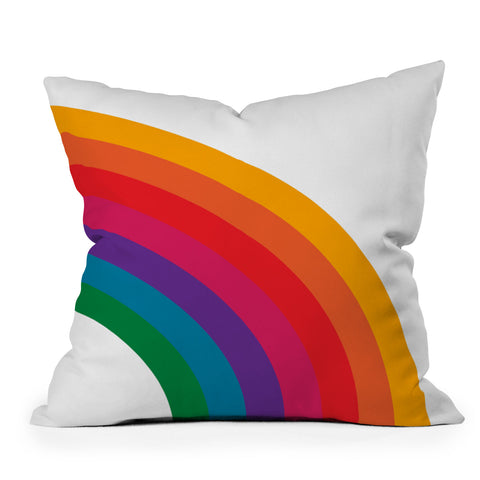 Circa78Designs Retro Bright Rainbow Right Side Outdoor Throw Pillow
