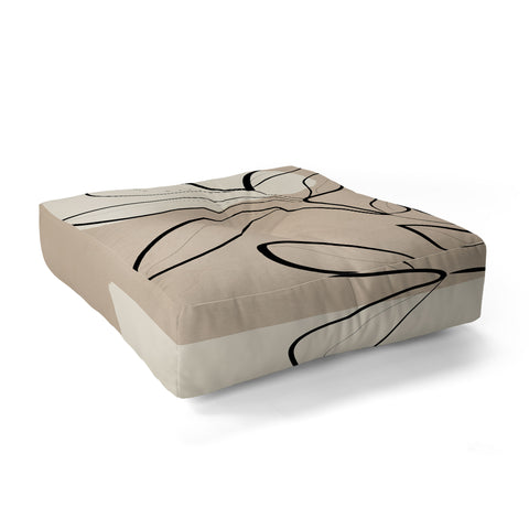 City Art Abstract Minimal Plant 7 Floor Pillow Square