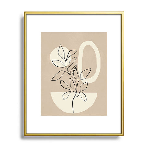 City Art Abstract Minimal Plant 7 Metal Framed Art Print Havenly