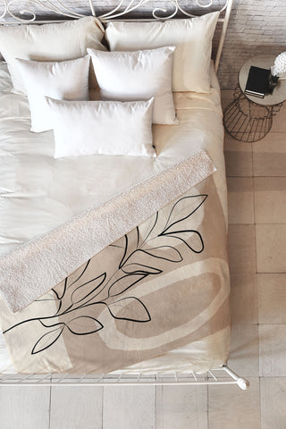 City Art Abstract Minimal Plant 7 Fleece Throw Blanket