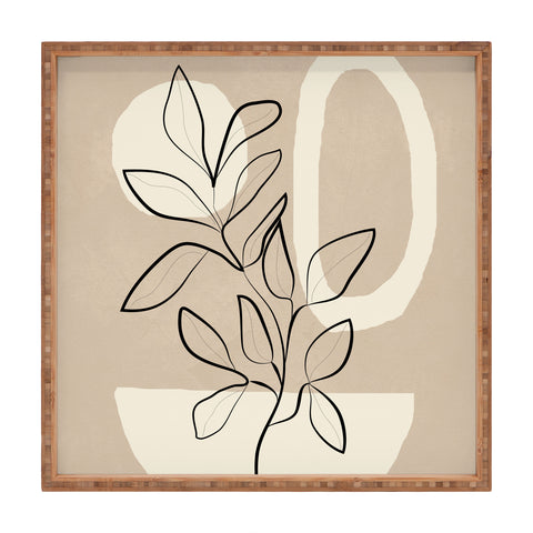 City Art Abstract Minimal Plant 7 Square Tray