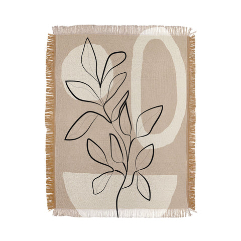 City Art Abstract Minimal Plant 7 Throw Blanket