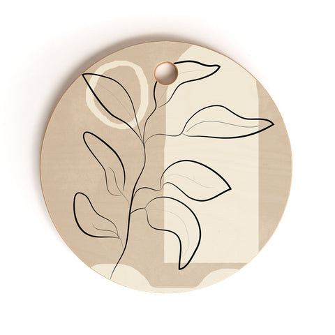 City Art Abstract Minimal Plant 8 Cutting Board Round