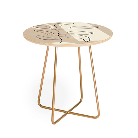 City Art Abstract Minimal Plant 8 Round Side Table
