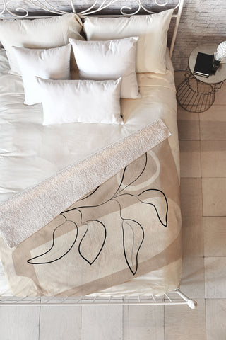 City Art Abstract Minimal Plant 8 Fleece Throw Blanket