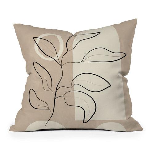 City Art Abstract Minimal Plant 8 Outdoor Throw Pillow