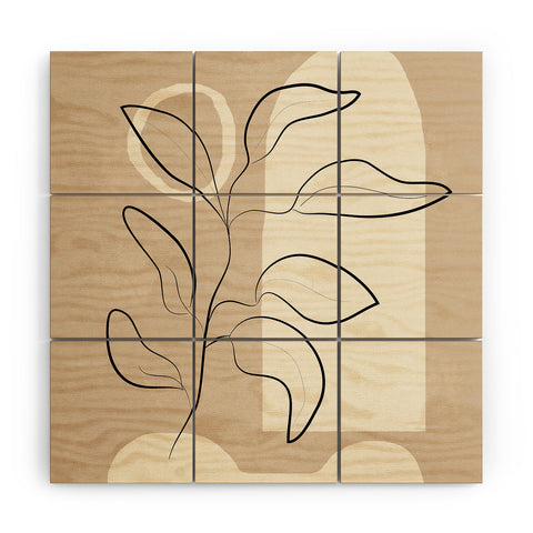 City Art Abstract Minimal Plant 8 Wood Wall Mural
