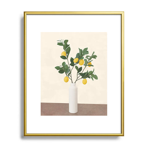 City Art Lemon Branches II Metal Framed Art Print Havenly