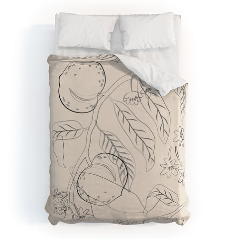 City Art Peaches Line Art 2 Duvet Cover