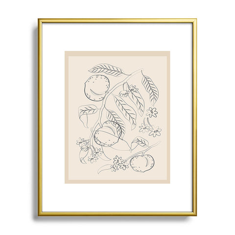 City Art Peaches Line Art 2 Metal Framed Art Print