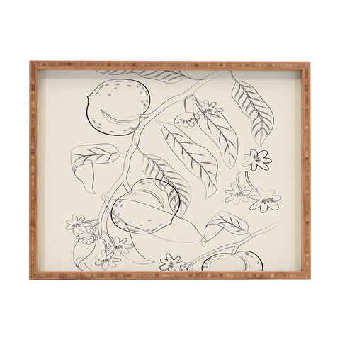 City Art Peaches Line Art 2 Rectangular Tray
