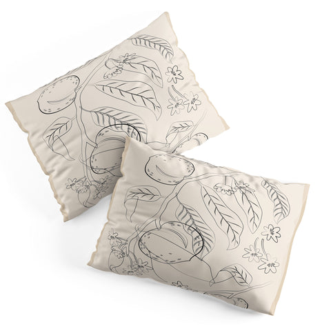 City Art Peaches Line Art 2 Pillow Shams