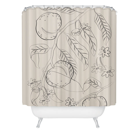 City Art Peaches Line Art 2 Shower Curtain