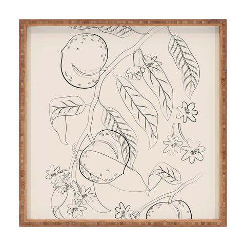 City Art Peaches Line Art 2 Square Tray