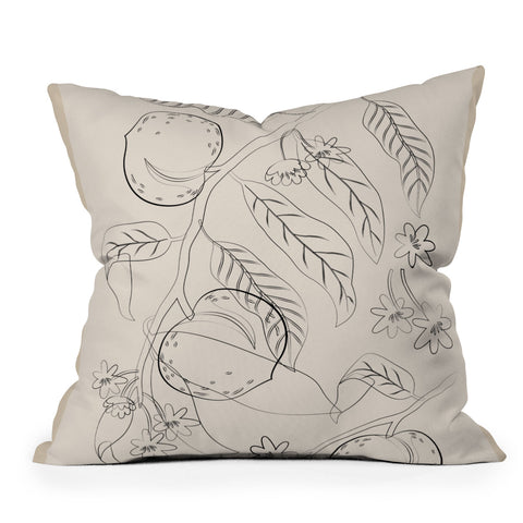 City Art Peaches Line Art 2 Outdoor Throw Pillow