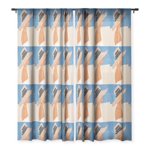 City Art Summer Hat Sheer Window Curtain