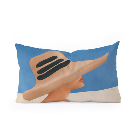City Art Summer Hat Oblong Throw Pillow