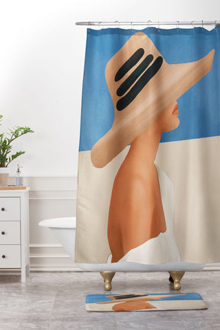 City Art Summer Hat Shower Curtain And Mat