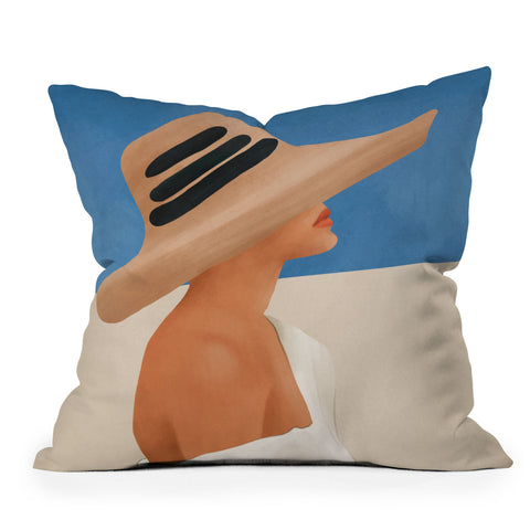 City Art Summer Hat Outdoor Throw Pillow