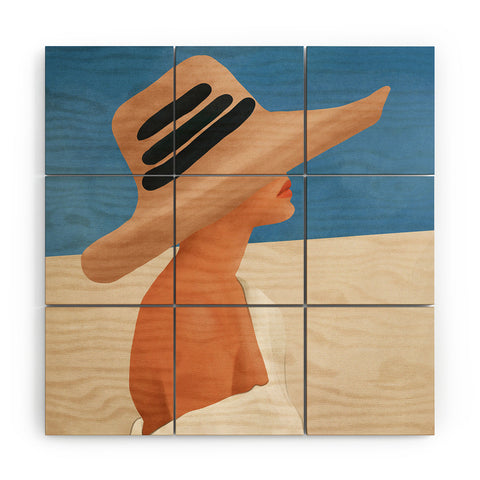 City Art Summer Hat Wood Wall Mural