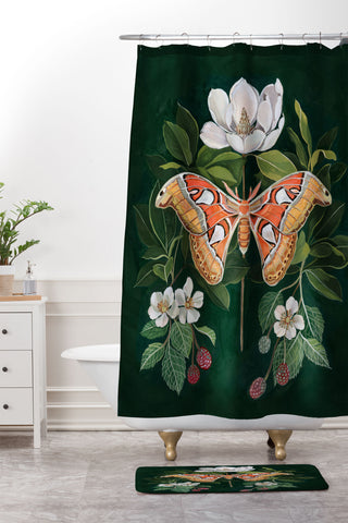 Clara McAllister Atlas Moth Shower Curtain And Mat