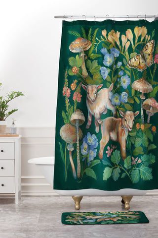 Clara McAllister baby goats Shower Curtain And Mat