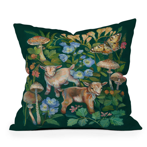 Clara McAllister baby goats Outdoor Throw Pillow