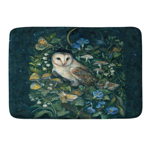 Clara McAllister Barn Owl Moon forest Memory Foam Bath Mat