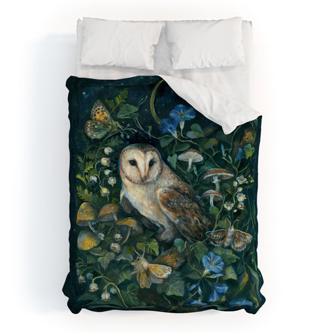 Clara McAllister Barn Owl Moon forest Duvet Cover