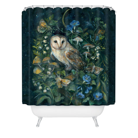 Clara McAllister Barn Owl Moon forest Shower Curtain