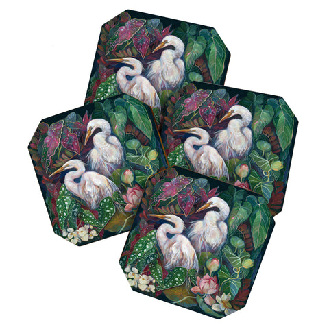 Clara McAllister Begonia Egret Coaster Set
