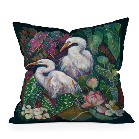 Clara McAllister Begonia Egret Outdoor Throw Pillow