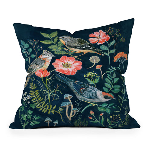 Clara McAllister Birds Garden Outdoor Throw Pillow