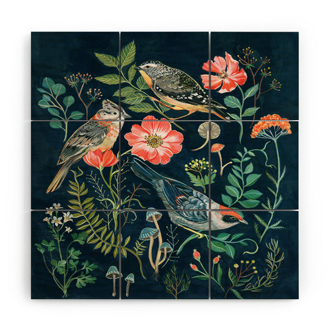 Clara McAllister Birds Garden Wood Wall Mural