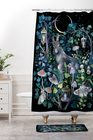 Clara McAllister Black Goat Shower Curtain And Mat