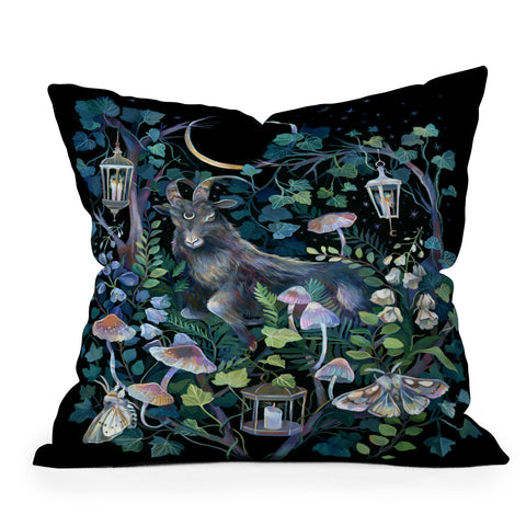 Clara McAllister Black Goat Outdoor Throw Pillow