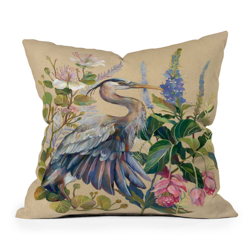 Clara McAllister Blue Heron Outdoor Throw Pillow