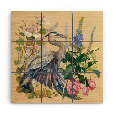 Clara McAllister Blue Heron Wood Wall Mural