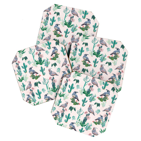 Clara McAllister Cactus Quail Coaster Set