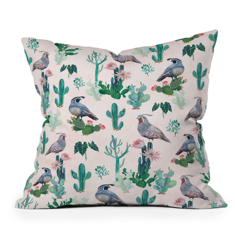 Clara McAllister Cactus Quail Outdoor Throw Pillow