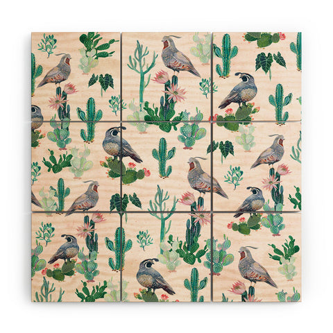 Clara McAllister Cactus Quail Wood Wall Mural